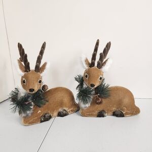 Woodland Brown Foam Reindeer Christmas Winter Home Decor Decorations Set of 2